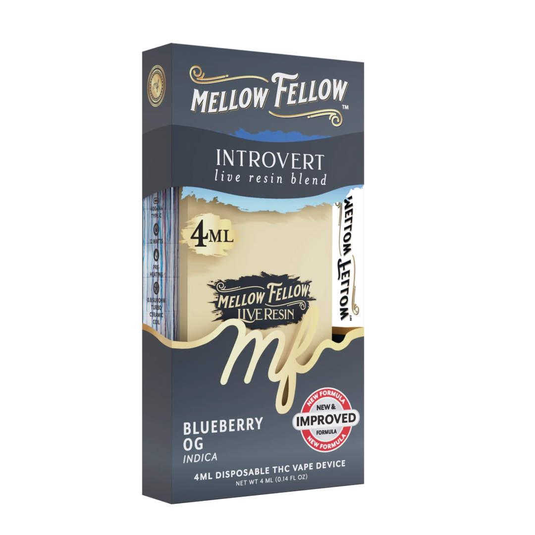 Introvert Blend 4ml Live Resin Disposable Vape - Blueberry OG (Indica) - Mellow Fellow