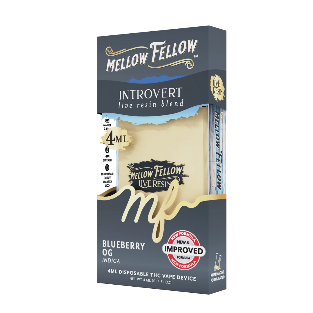 Introvert Blend 4ml Live Resin Disposable Vape - Blueberry OG (Indica) - Mellow Fellow