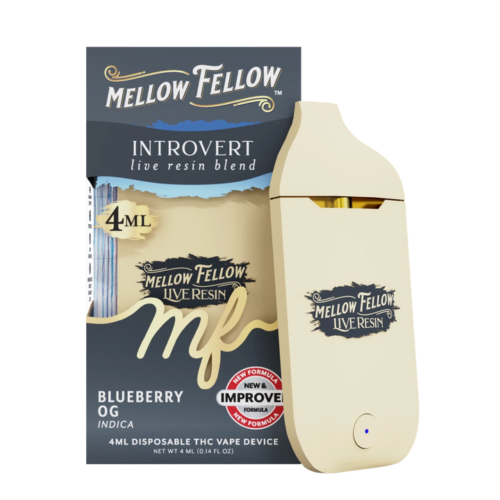 Introvert Blend 4ml Live Resin Disposable Vape - Blueberry OG (Indica) - Mellow Fellow