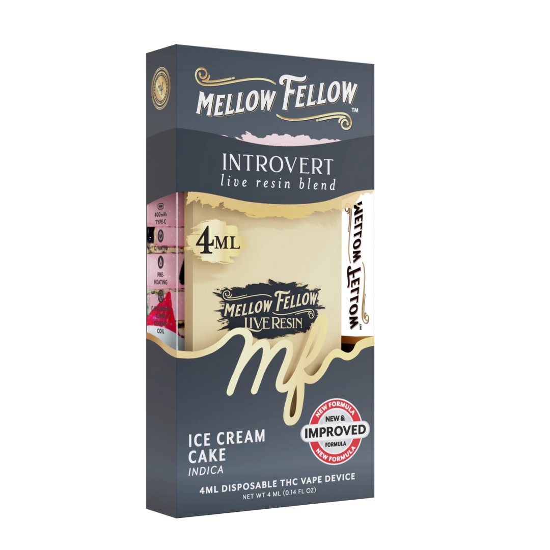 Introvert Blend 4ml Live Resin Disposable Vape - Ice Cream Cake (Indica) - Mellow Fellow