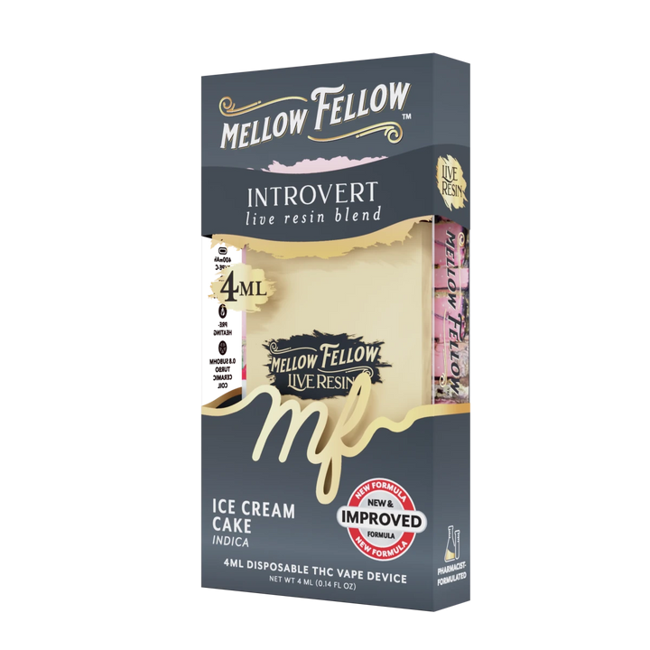 Introvert Blend 4ml Live Resin Disposable Vape - Ice Cream Cake (Indica) - Mellow Fellow