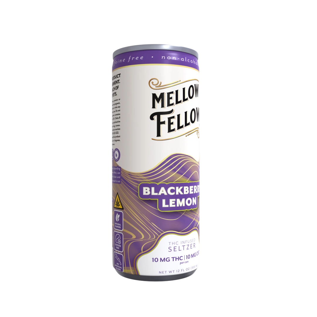 Delta 9 THC + CBD Seltzer Beverage 20MG - Blackberry Lemon - Mellow Fellow