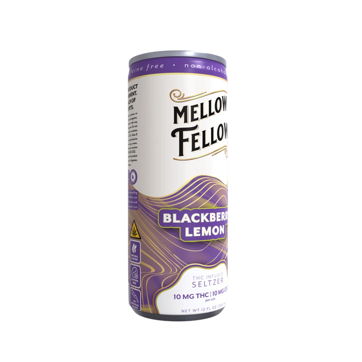 Delta 9 THC + CBD Seltzer Beverage 20MG - Blackberry Lemon - Mellow Fellow