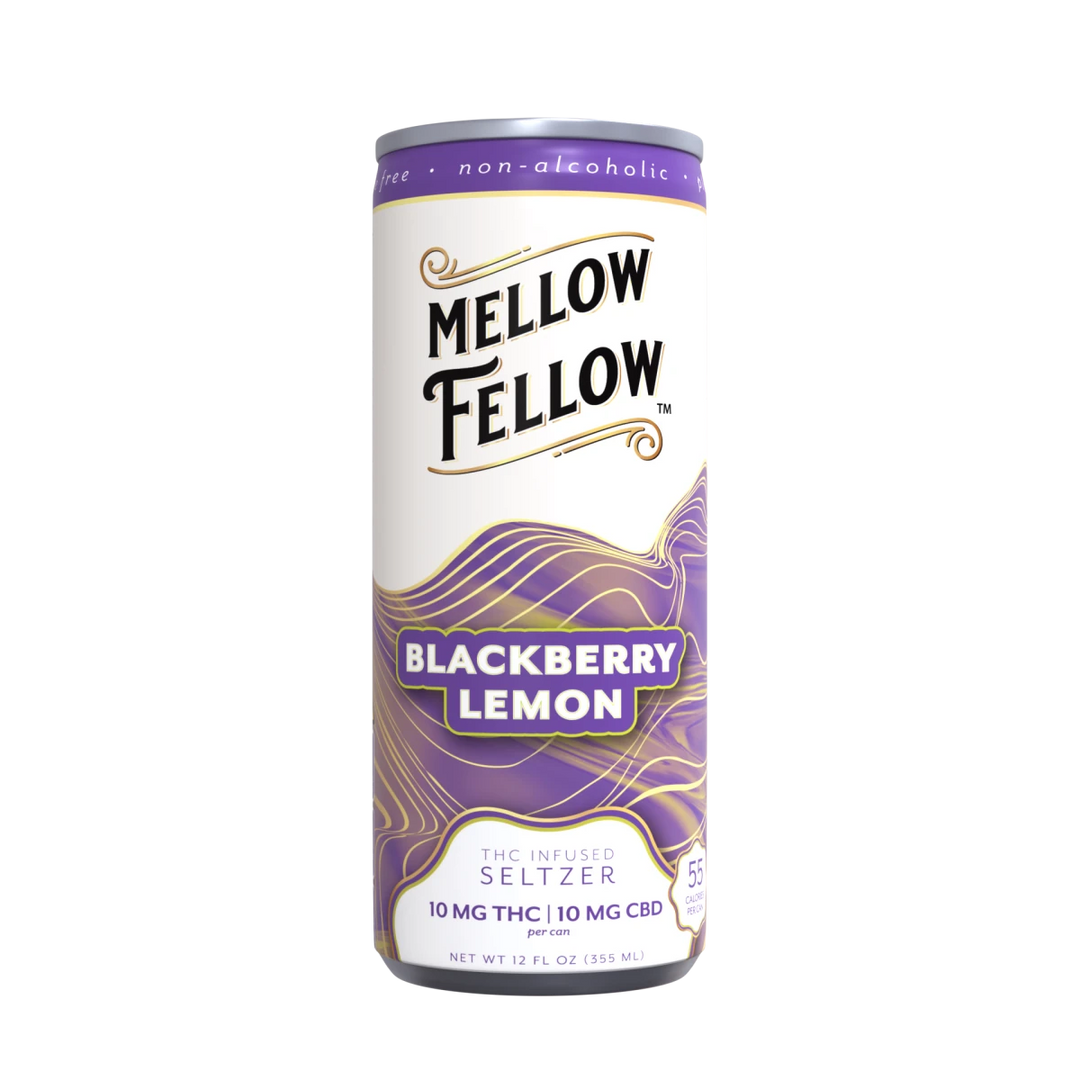 Delta 9 THC + CBD Seltzer Beverage 20MG - Blackberry Lemon - Mellow Fellow