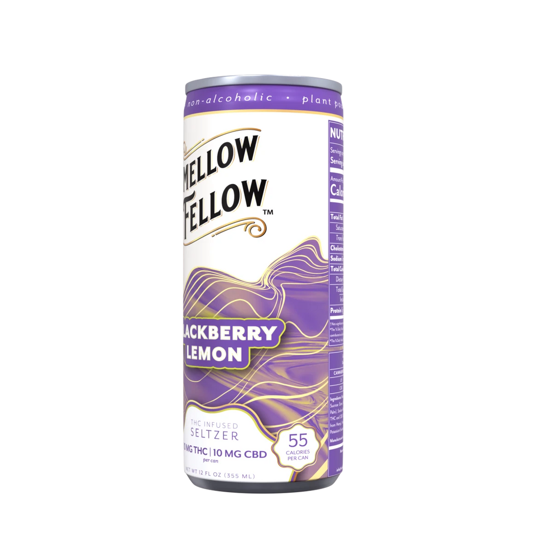 Delta 9 THC + CBD Seltzer Beverage 20MG - Blackberry Lemon - Mellow Fellow