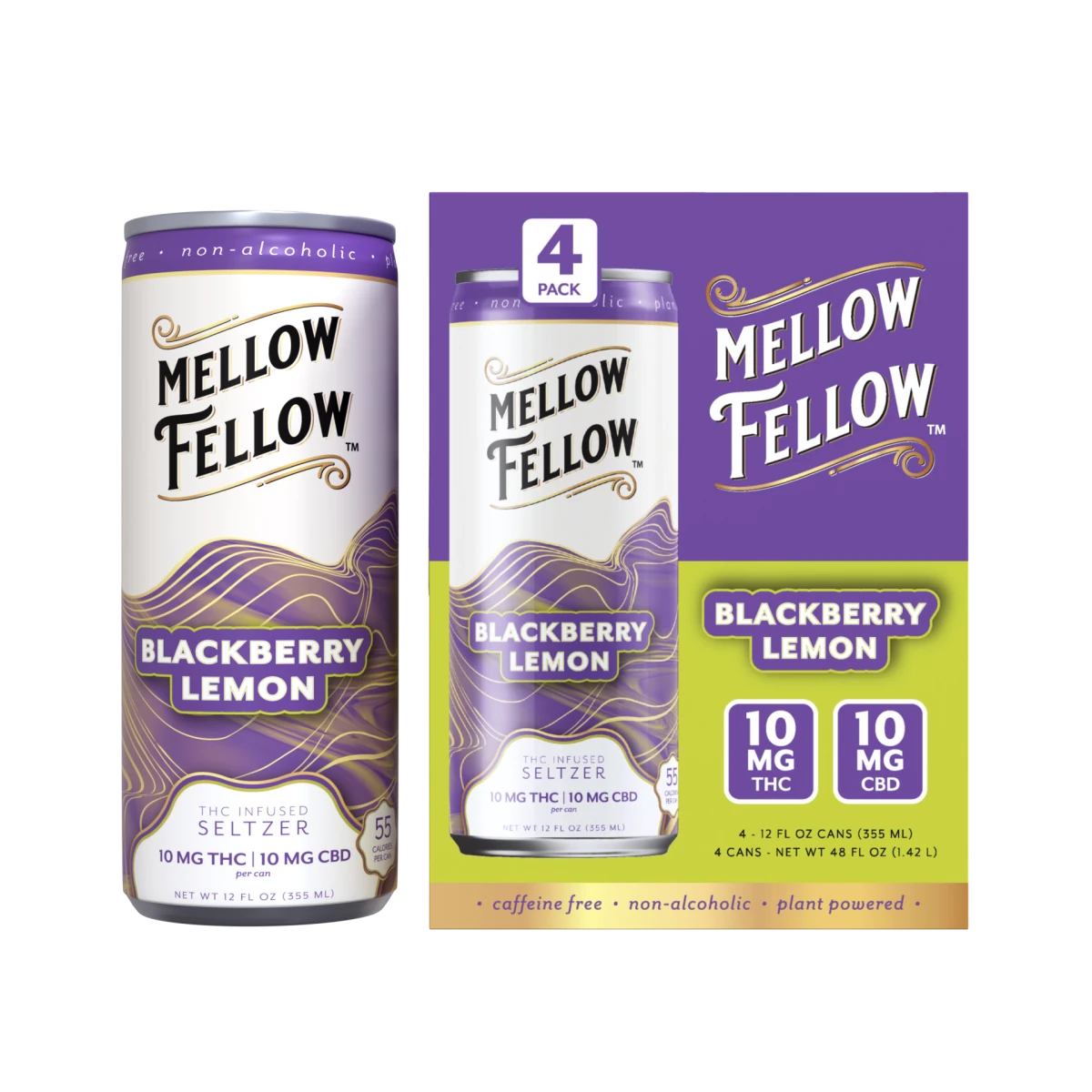 Delta 9 THC + CBD Seltzer Beverage 20MG - Blackberry Lemon 4 Pack