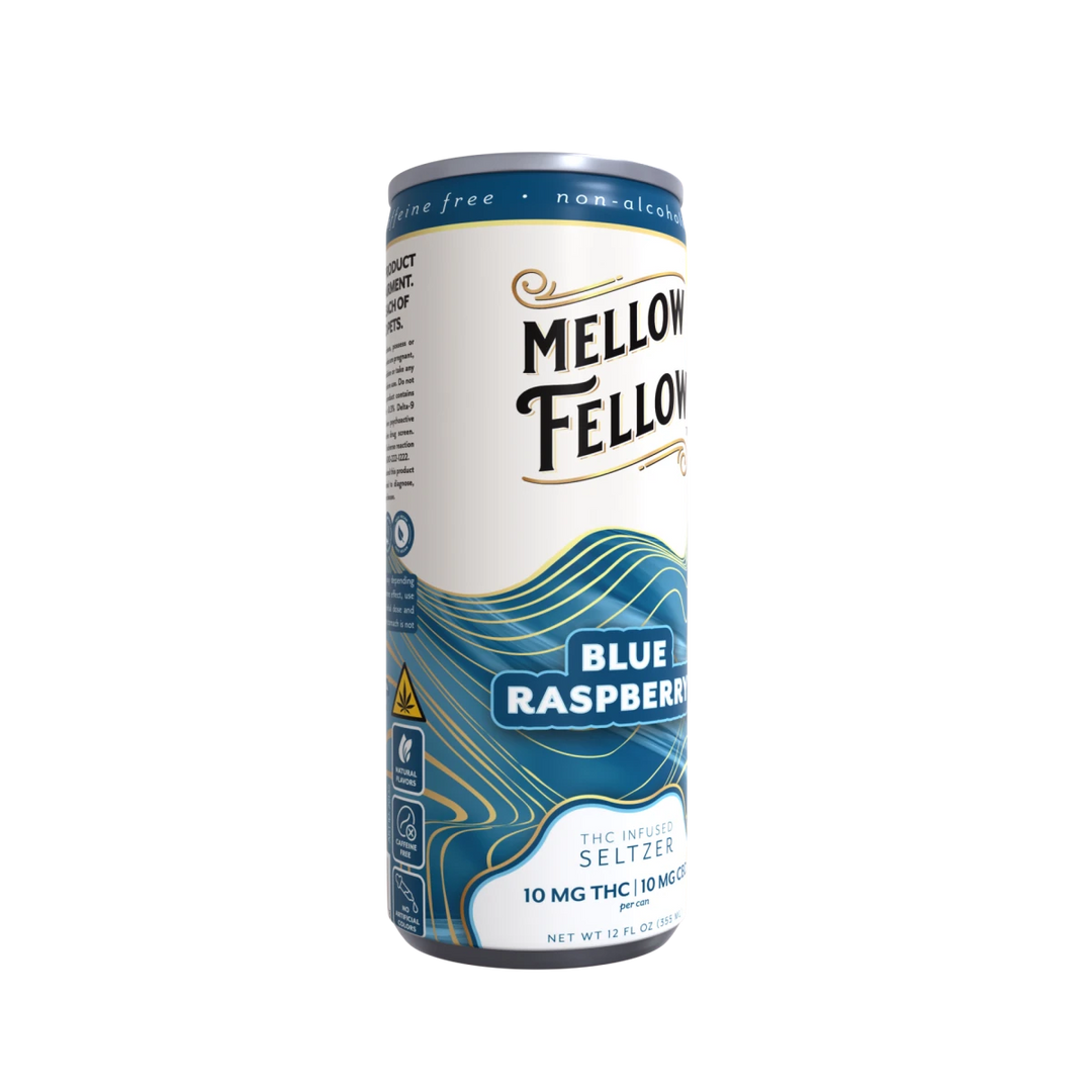 Delta 9 THC + CBD Seltzer Beverage 20MG - Blue Raspberry - Mellow Fellow
