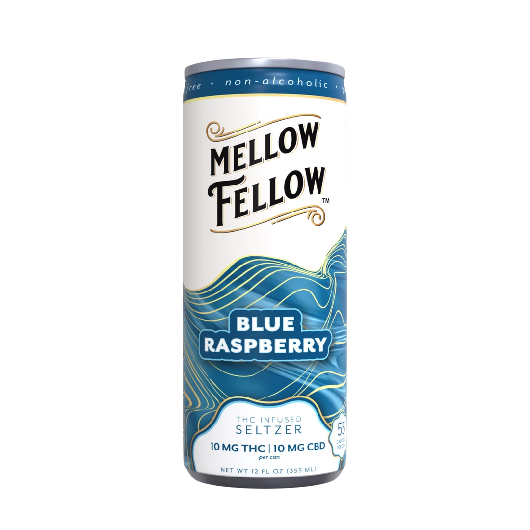Delta 9 THC + CBD Seltzer Beverage 20MG - Blue Raspberry - Mellow Fellow