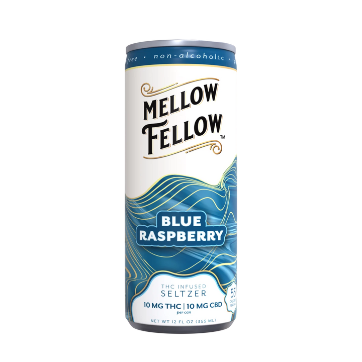 Delta 9 THC + CBD Seltzer Beverage 20MG - Blue Raspberry - Mellow Fellow