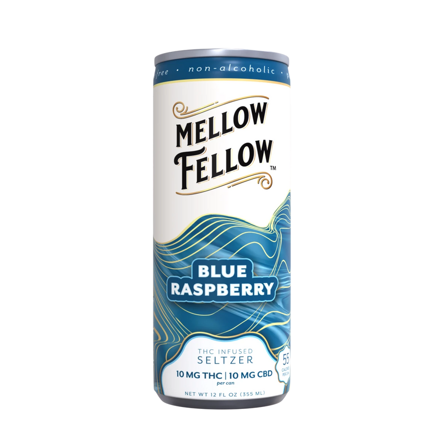 Delta 9 THC + CBD Seltzer Beverage 20MG - Blue Raspberry - Mellow Fellow