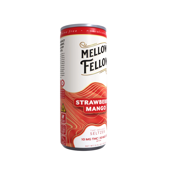 Delta 9 THC + CBD Seltzer Beverage 20MG - Strawberry Mango - Mellow Fellow