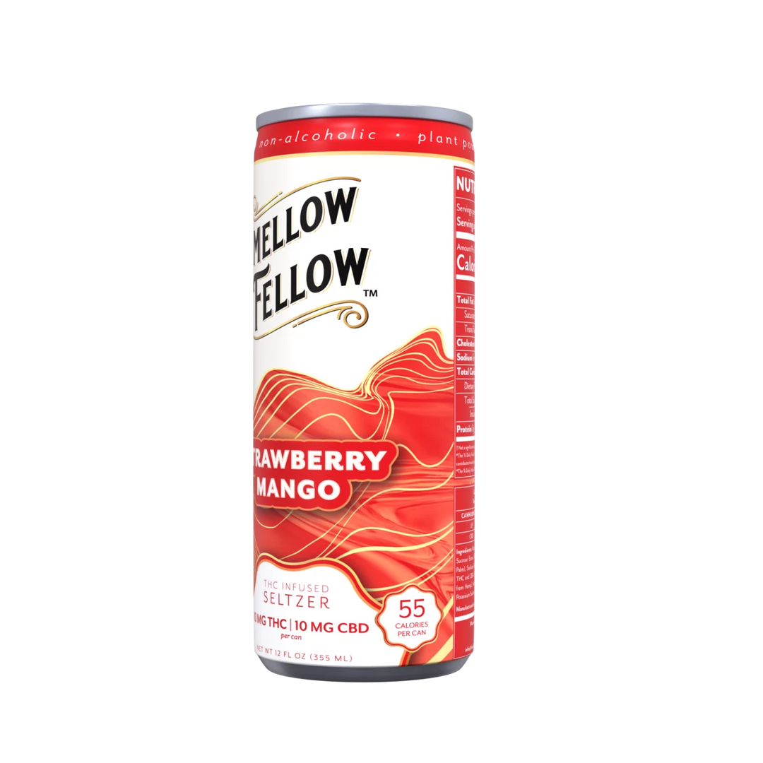 Delta 9 THC + CBD Seltzer Beverage 20MG - Strawberry Mango - Mellow Fellow