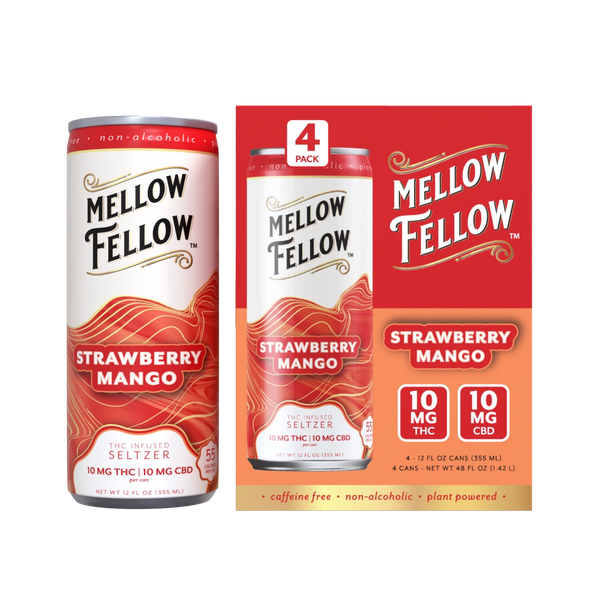 Delta 9 THC + CBD Seltzer Beverage 20MG - Strawberry Mango 4 Pack