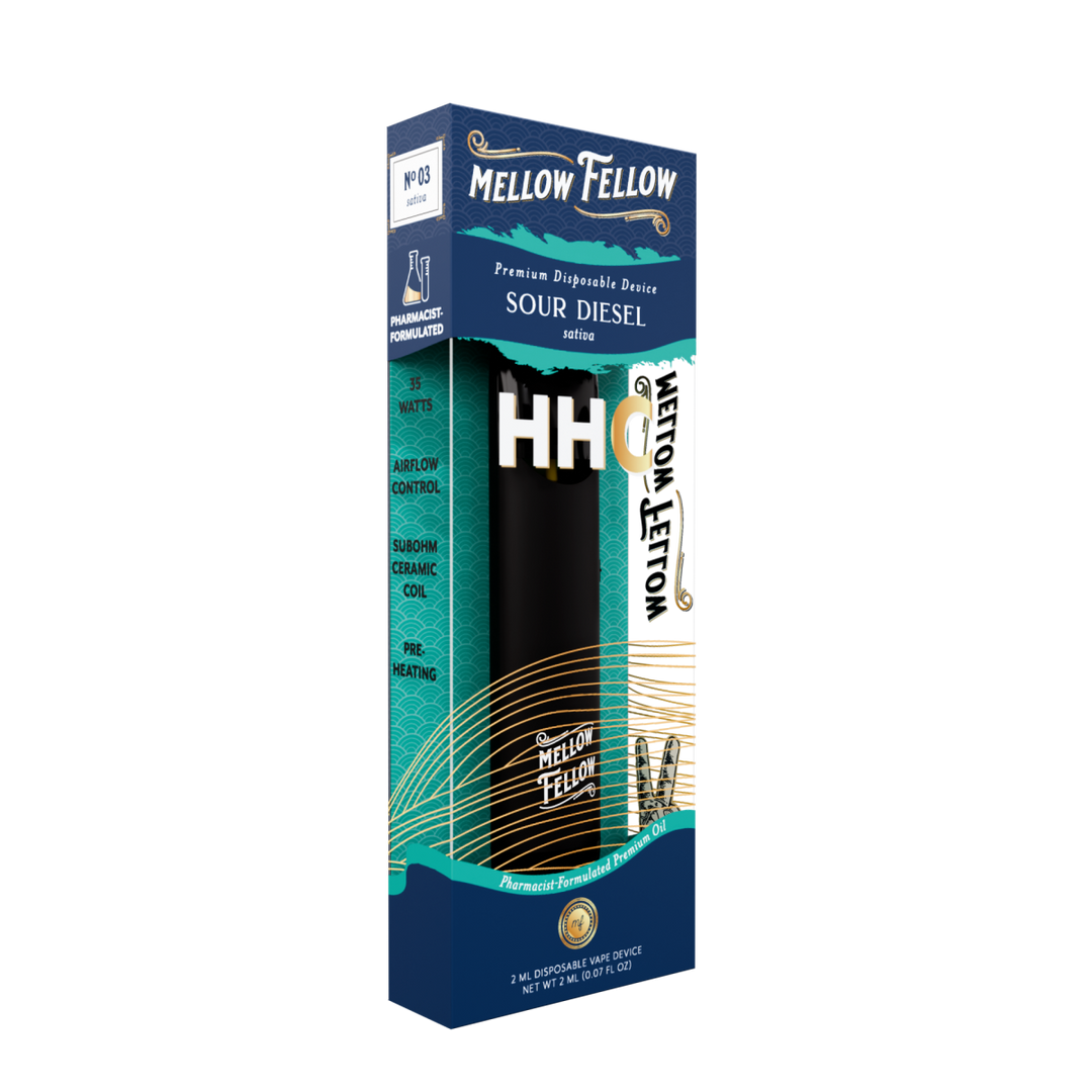 HHC Premium 2ml Disposable Vape - Sour Diesel (Sativa) - Mellow Fellow