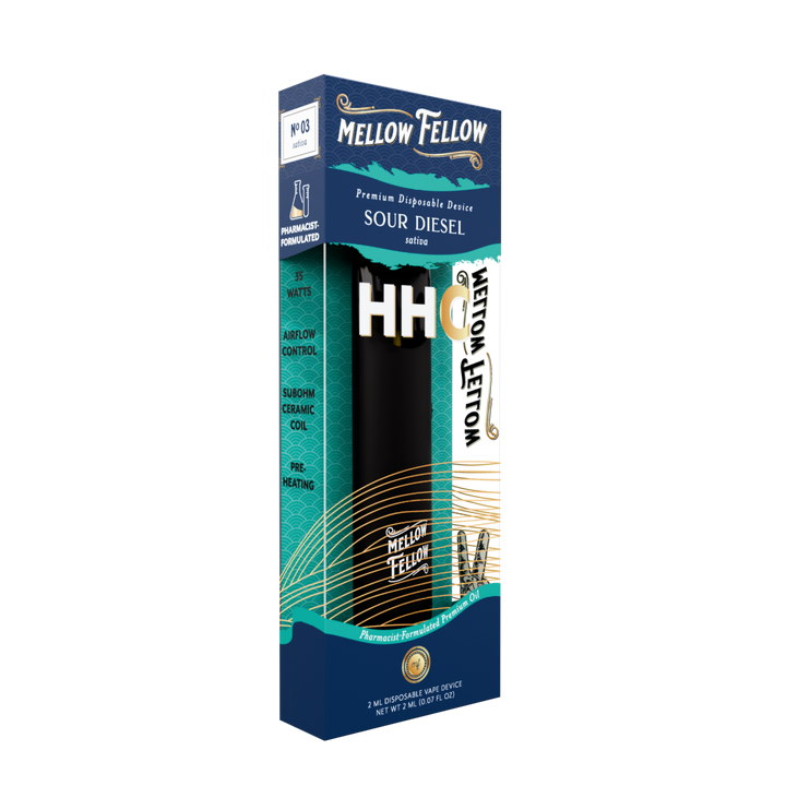 HHC Premium 2ml Disposable Vape - Sour Diesel (Sativa) - Mellow Fellow