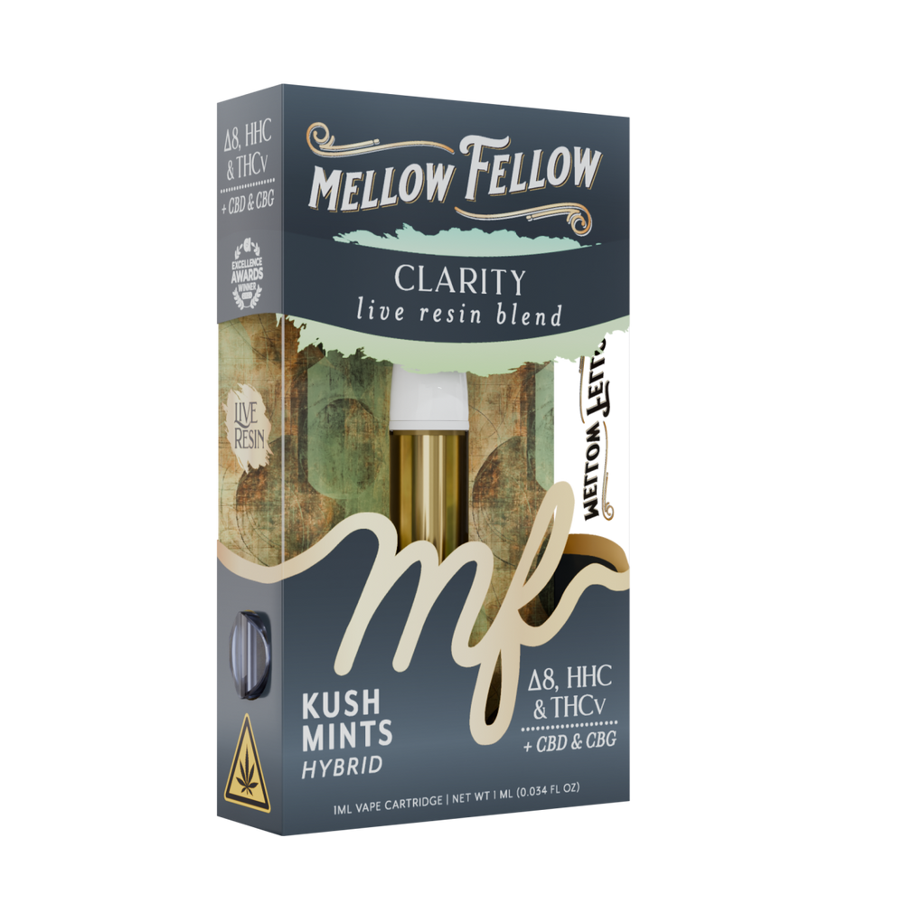 Clarity Blend 1ml Live Resin Vape Cartridge - Kush Mints (Hybrid) - Mellow Fellow