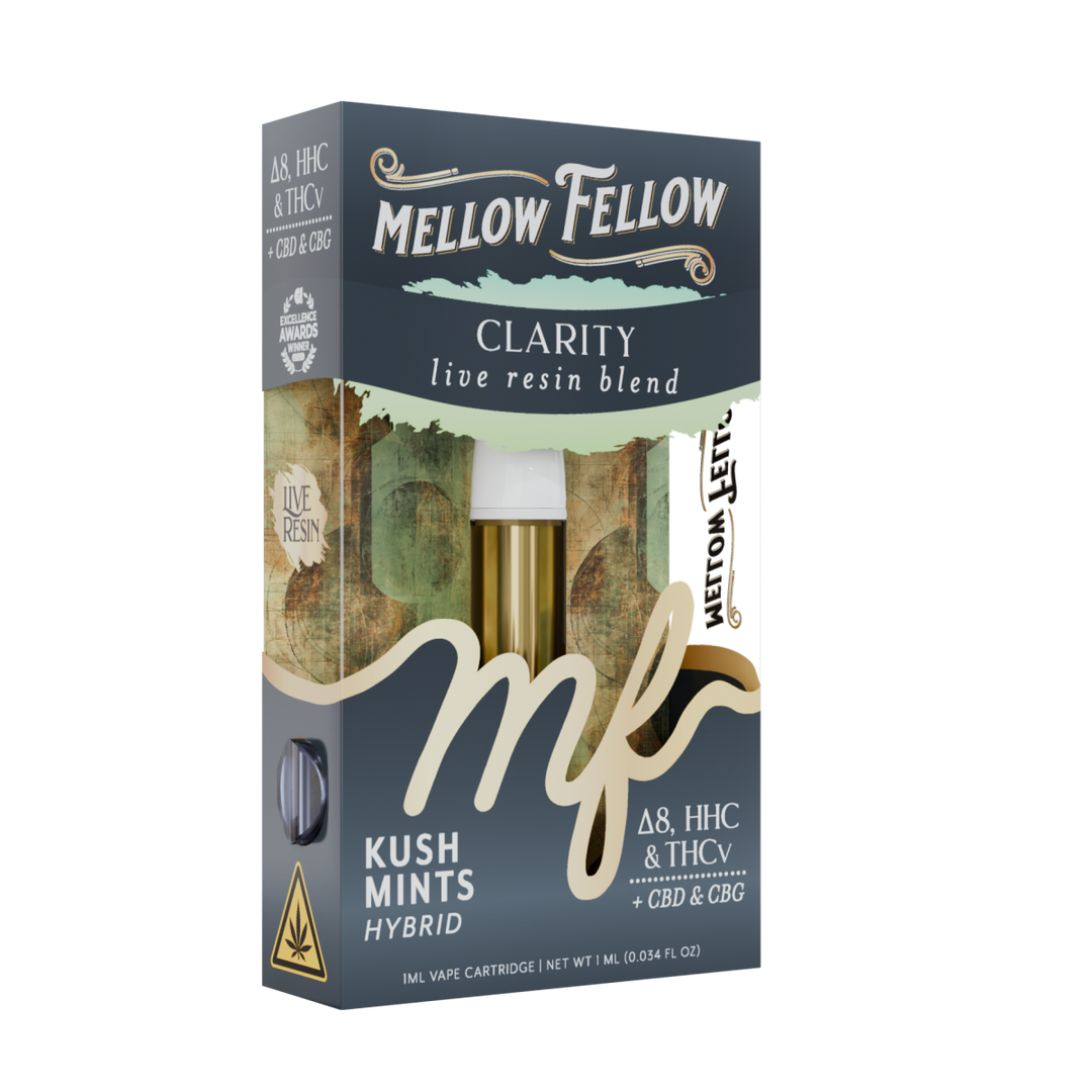 Clarity Blend 1ml Live Resin Vape Cartridge - Kush Mints (Hybrid) - Mellow Fellow