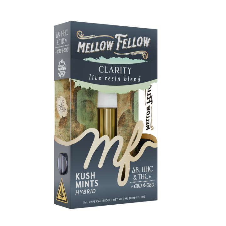 Clarity Blend 1ml Live Resin Vape Cartridge - Kush Mints (Hybrid) - Mellow Fellow