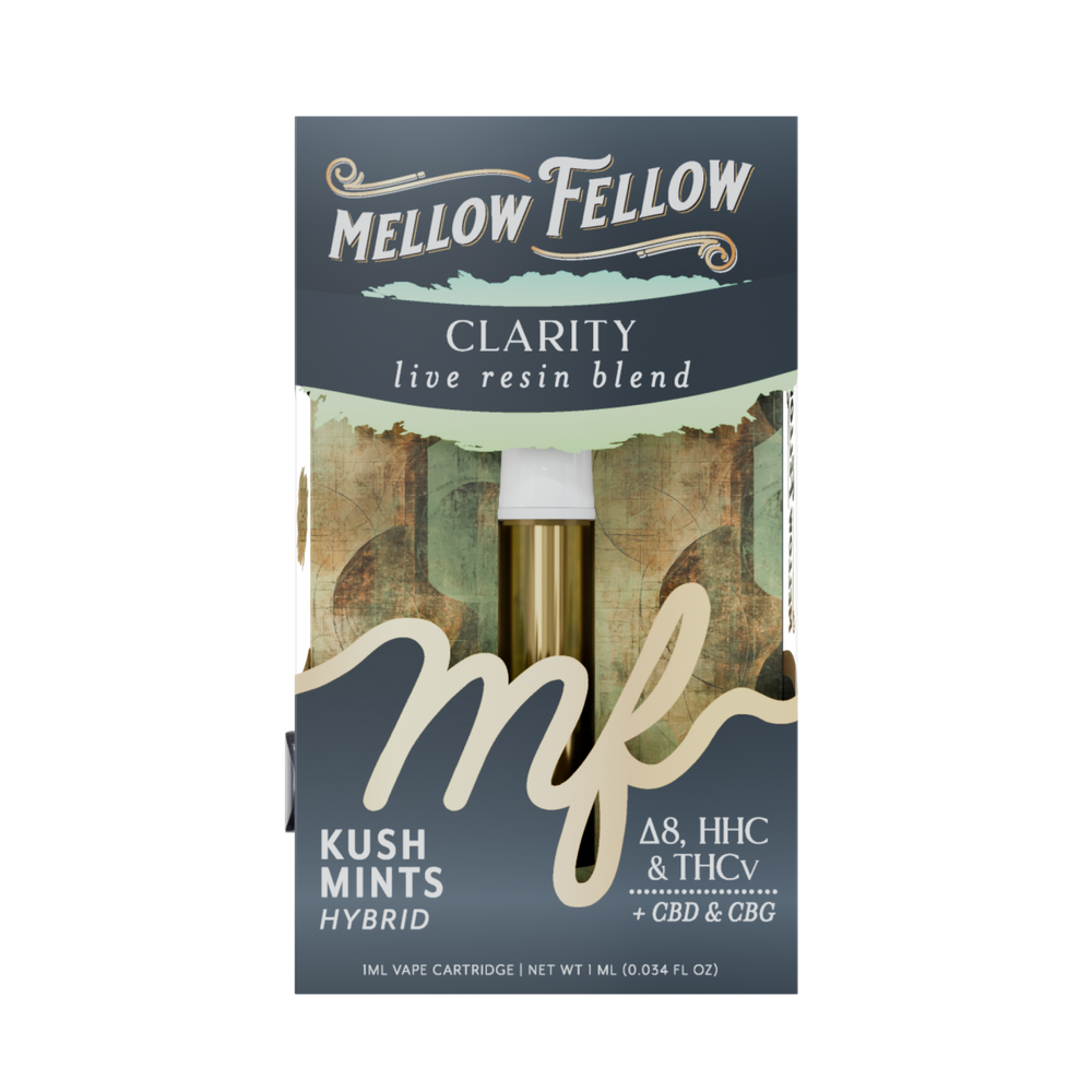 Clarity Blend 1ml Live Resin Vape Cartridge - Kush Mints (Hybrid) - Mellow Fellow