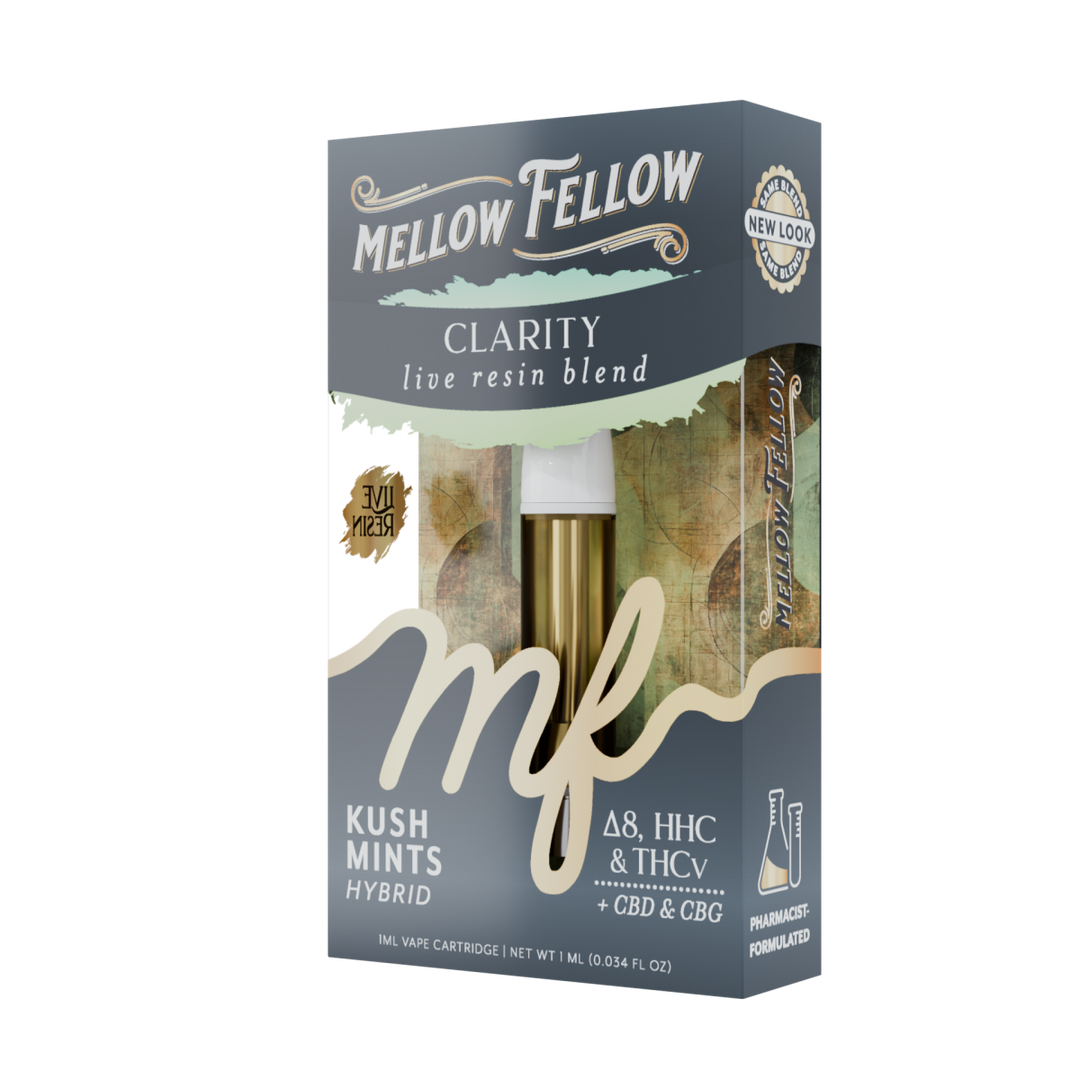 Clarity Blend 1ml Live Resin Vape Cartridge - Kush Mints (Hybrid) - Mellow Fellow