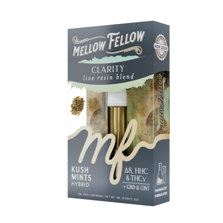 Clarity Blend 1ml Live Resin Vape Cartridge - Kush Mints (Hybrid) - Mellow Fellow