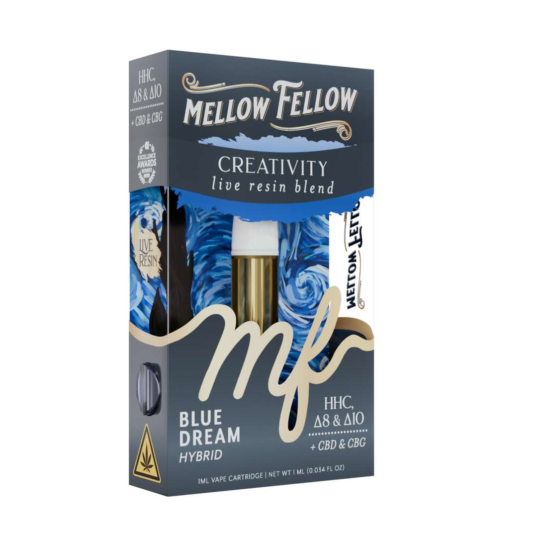 Creativity Blend 1ml Live Resin Vape Cartridge - Blue Dream (Hybrid) - Mellow Fellow