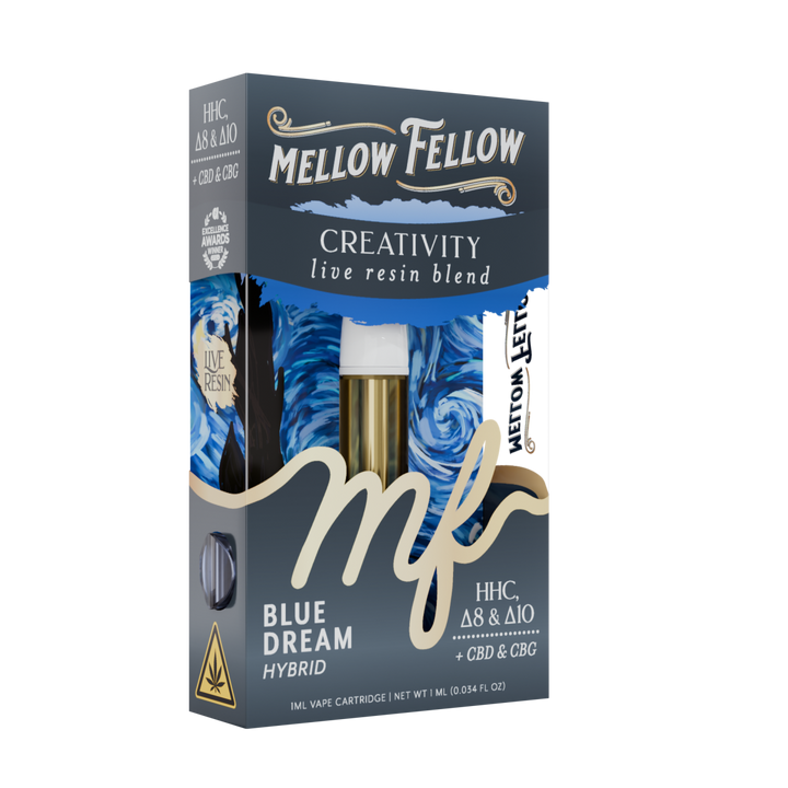 Creativity Blend 1ml Live Resin Vape Cartridge - Blue Dream (Hybrid) - Mellow Fellow