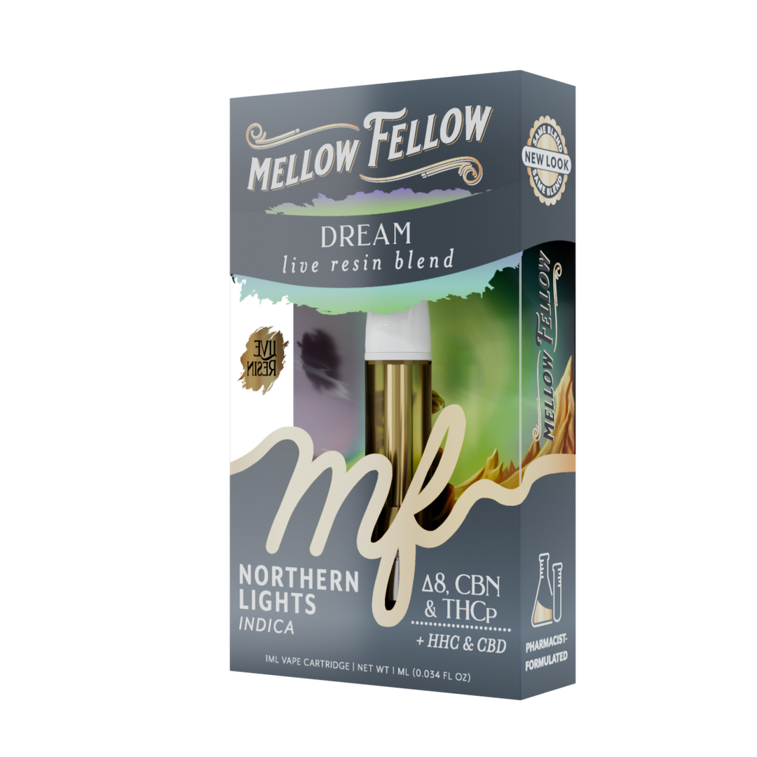 Dream Blend 1ml Live Resin Vape Cartridge - Northern Lights (Indica) - Mellow Fellow