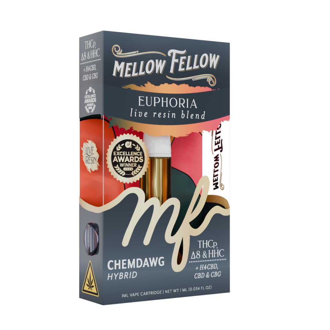 Euphoria Blend 1ml Live Resin Vape Cartridge - Chemdawg (Hybrid) - Mellow Fellow