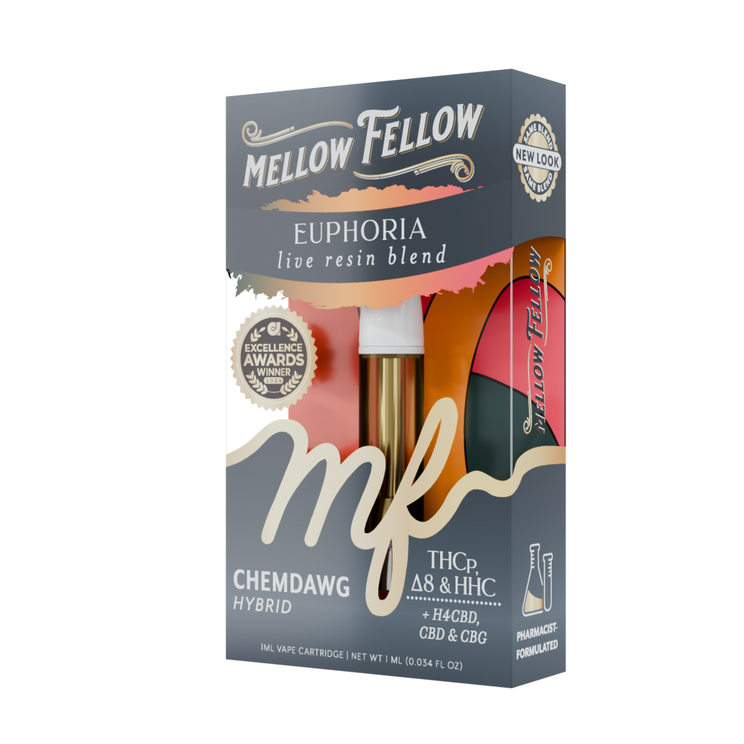 Euphoria Blend 1ml Live Resin Vape Cartridge - Chemdawg (Hybrid) - Mellow Fellow