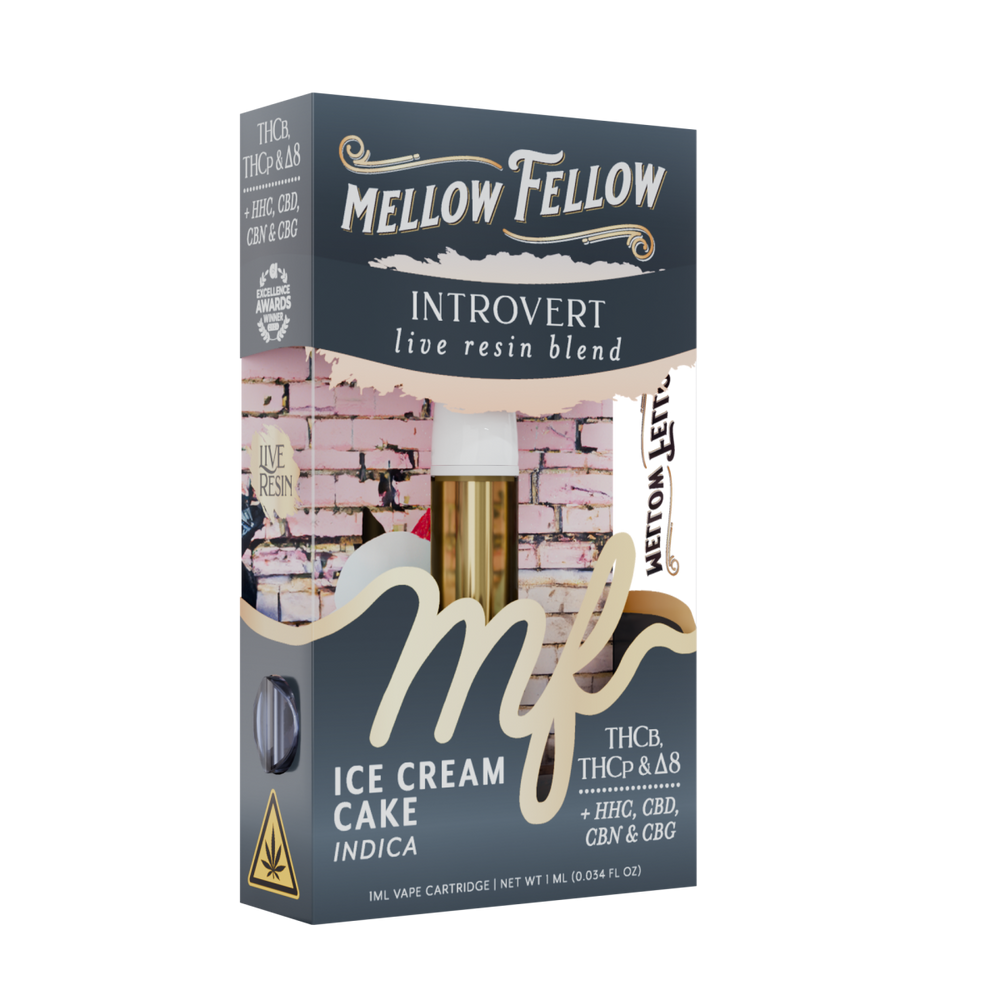 Introvert Blend 1ml Live Resin Vape Cartridge - Ice Cream Cake (Indica) - Mellow Fellow