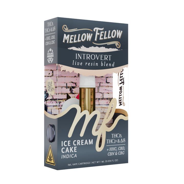 Introvert Blend 1ml Live Resin Vape Cartridge - Ice Cream Cake (Indica) - Mellow Fellow