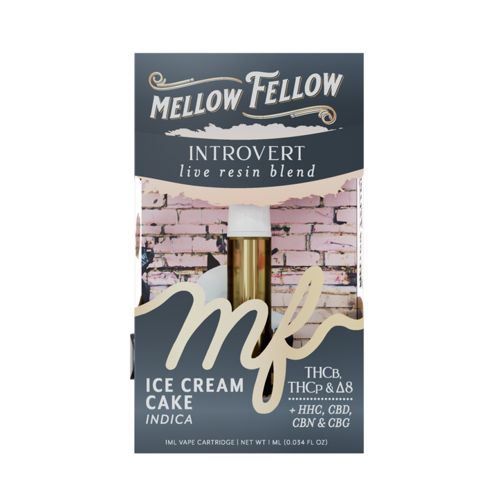 Introvert Blend 1ml Live Resin Vape Cartridge - Ice Cream Cake (Indica) - Mellow Fellow