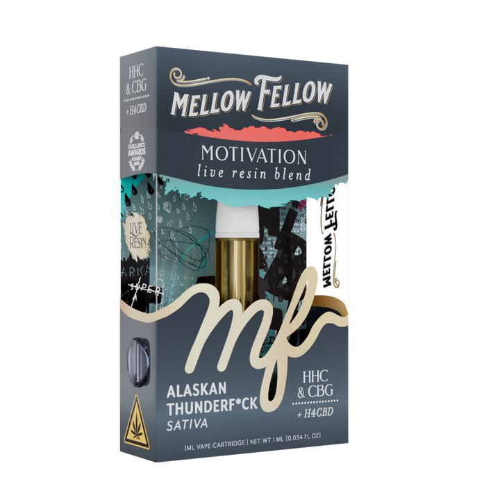 Motivation Blend 1ml Live Resin Vape Cartridge - Alaskan Thunderf*ck (Sativa) - Mellow Fellow