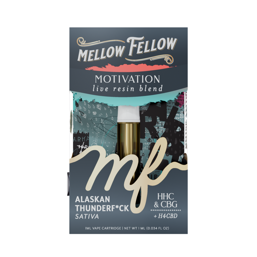 Motivation Blend 1ml Live Resin Vape Cartridge - Alaskan Thunderf*ck (Sativa) - Mellow Fellow