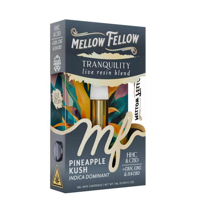 Tranquility Blend 1ml Live Resin Vape Cartridge - Pineapple Kush (Indica Dominant) - Mellow Fellow