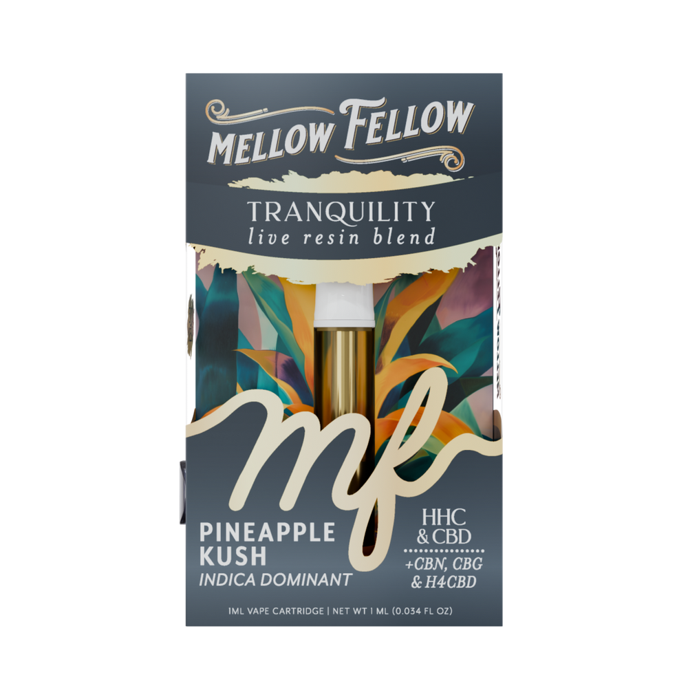 Tranquility Blend 1ml Live Resin Vape Cartridge - Pineapple Kush (Indica Dominant) - Mellow Fellow