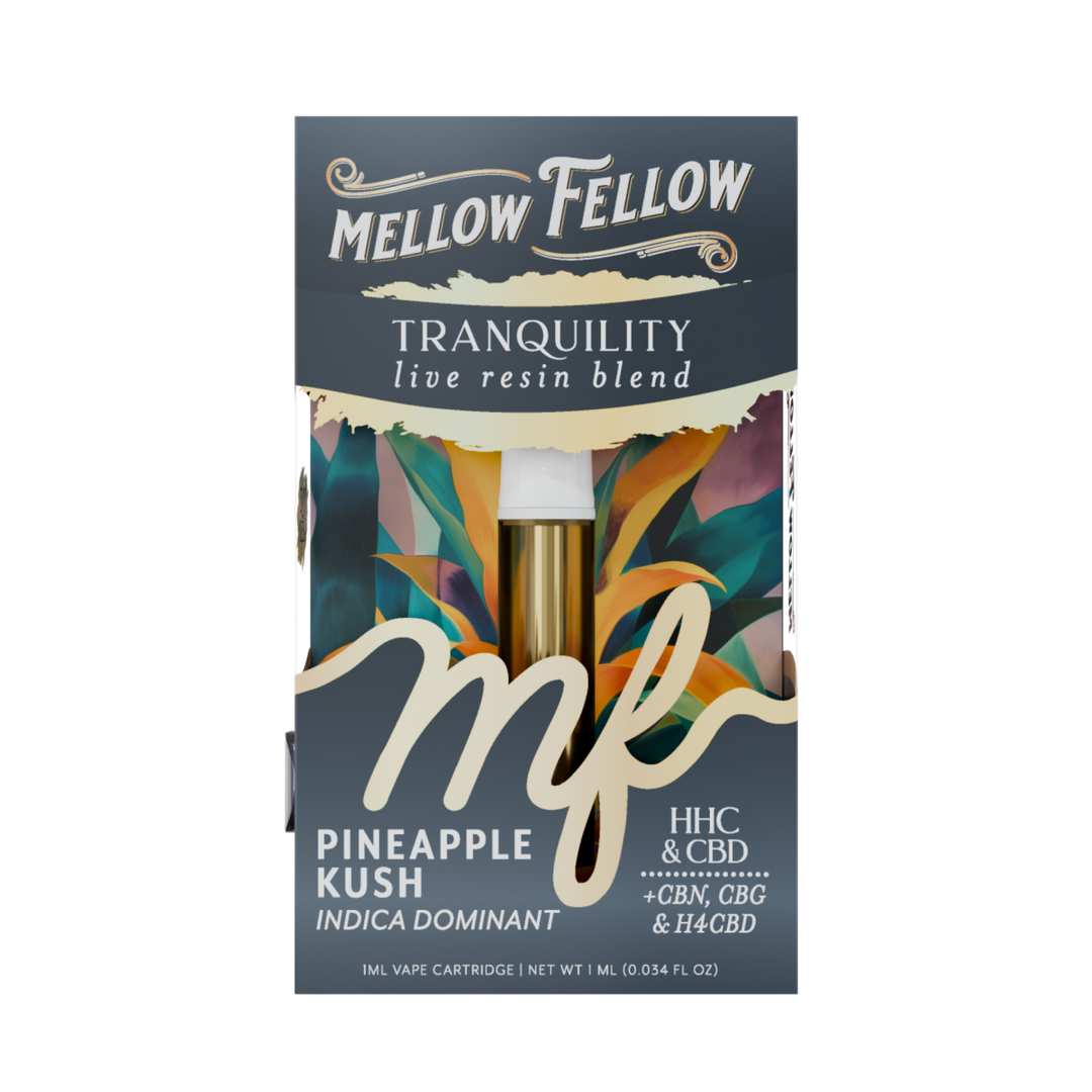 Tranquility Blend 1ml Live Resin Vape Cartridge - Pineapple Kush (Indica Dominant) - Mellow Fellow