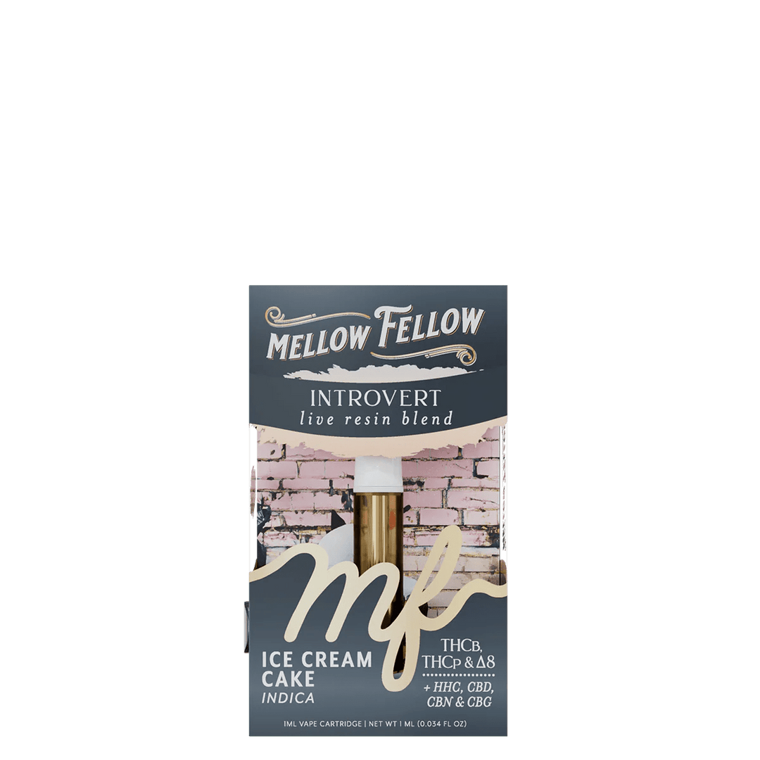 Introvert Blend 1ml Live Resin Vape Cartridge - Ice Cream Cake (Indica) - Mellow Fellow