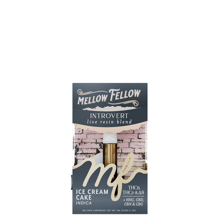 Introvert Blend 1ml Live Resin Vape Cartridge - Ice Cream Cake (Indica) - Mellow Fellow
