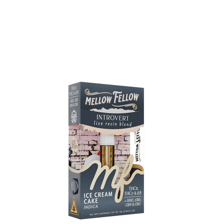 Introvert Blend 1ml Live Resin Vape Cartridge - Ice Cream Cake (Indica) - Mellow Fellow
