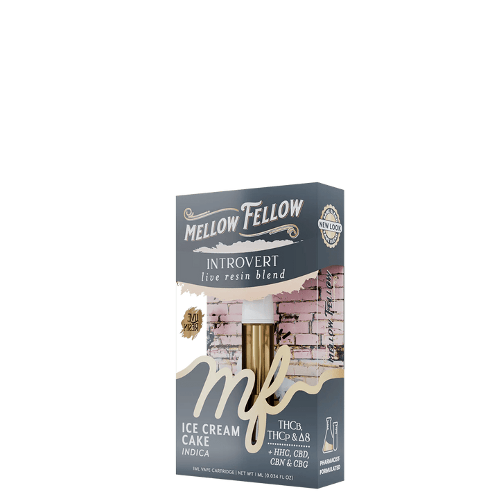 Introvert Blend 1ml Live Resin Vape Cartridge - Ice Cream Cake (Indica) - Mellow Fellow