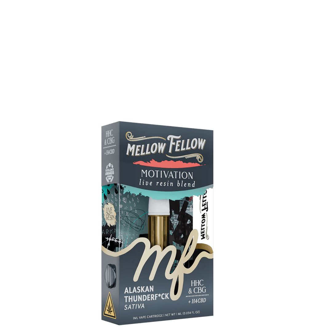 Motivation Blend 1ml Live Resin Vape Cartridge - Alaskan Thunderf*ck (Sativa) - Mellow Fellow