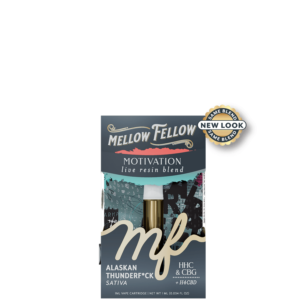 Motivation Blend 1ml Live Resin Vape Cartridge - Alaskan Thunderf*ck (Sativa) - Mellow Fellow
