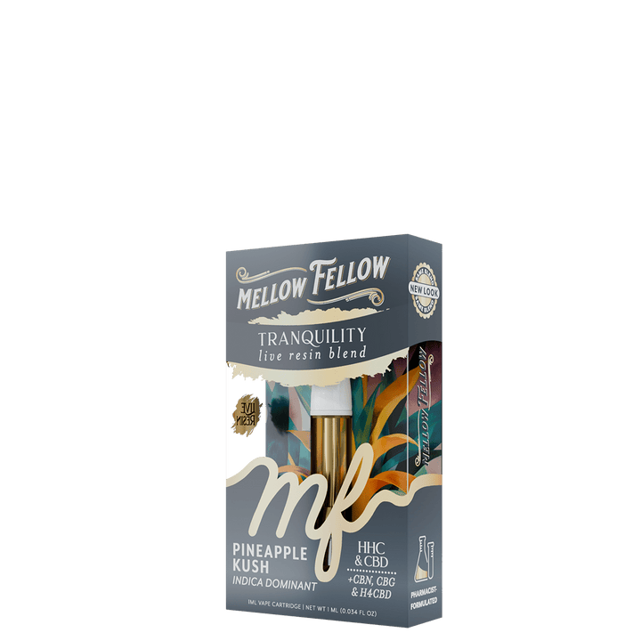 Tranquility Blend 1ml Live Resin Vape Cartridge - Pineapple Kush (Indica Dominant) - Mellow Fellow