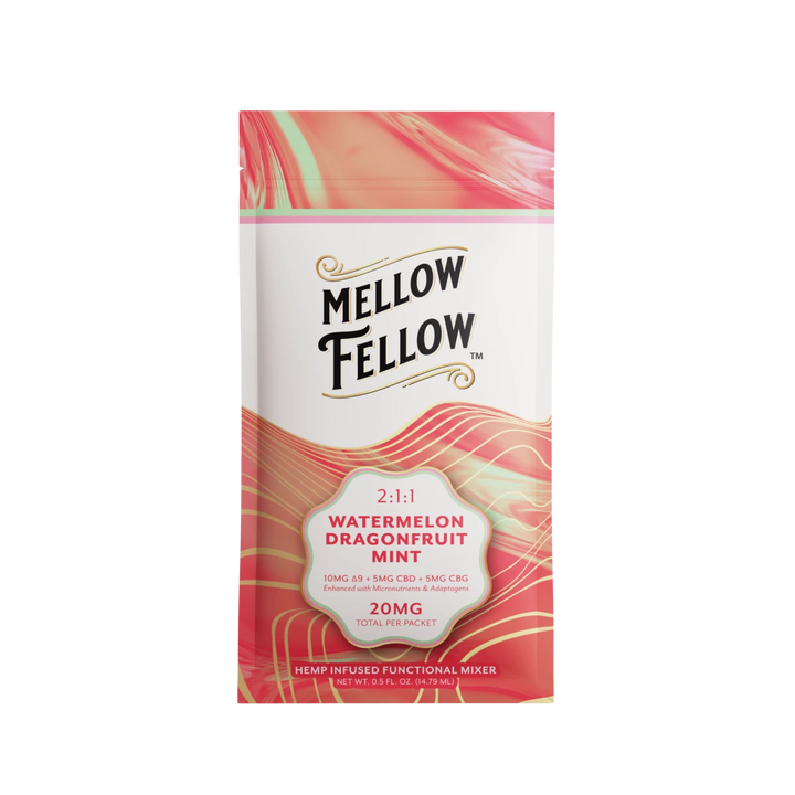Delta 9 + CBD & CBG Mixers 10pc - Watermelon Dragonfruit Mint - Mellow Fellow