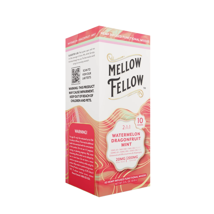 Delta 9 + CBD & CBG Mixers 10pc - Watermelon Dragonfruit Mint - Mellow Fellow