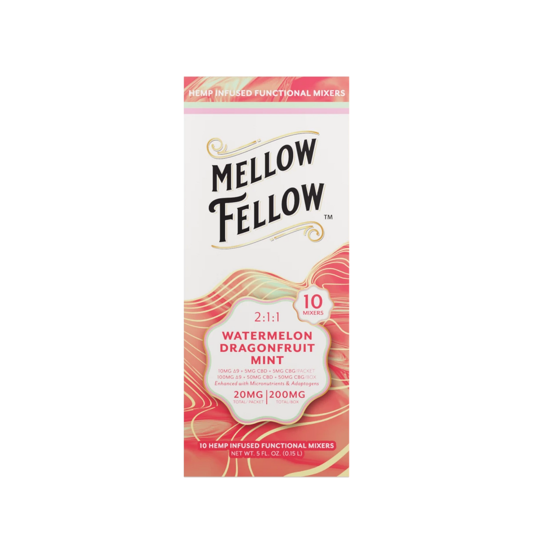 Delta 9 + CBD & CBG Mixers 10pc - Watermelon Dragonfruit Mint - Mellow Fellow