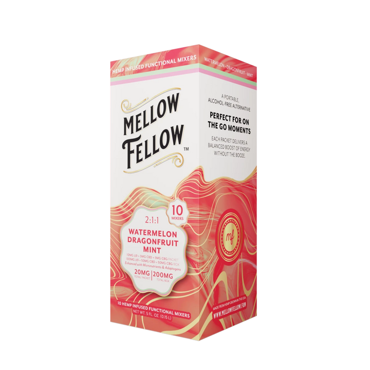 Delta 9 + CBD & CBG Mixers 10pc - Watermelon Dragonfruit Mint - Mellow Fellow