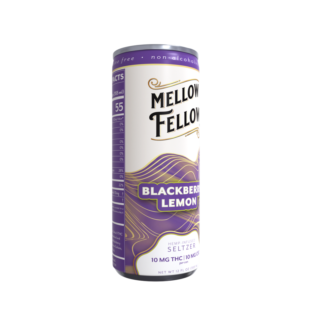 Delta 9 THC + CBD Seltzer Beverage 20MG - Blackberry Lemon 4 Pack - Mellow Fellow